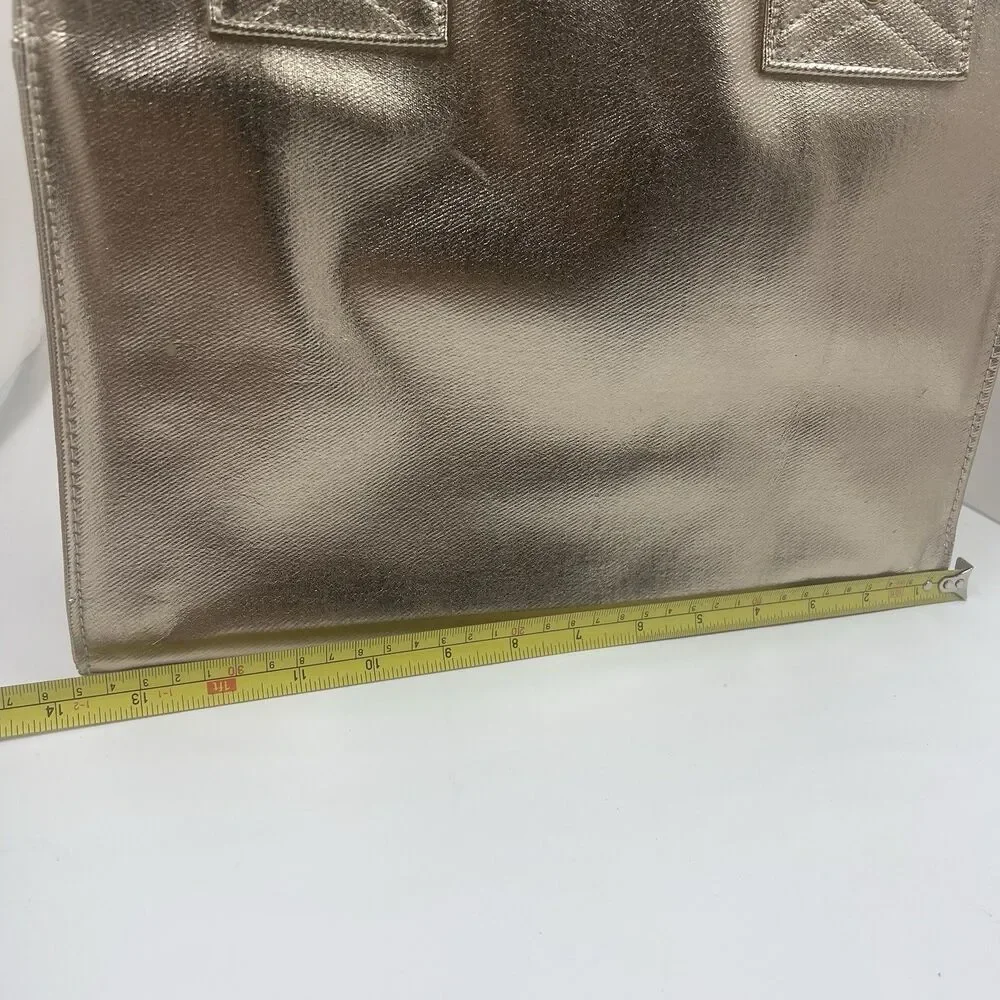 Lancome Champagne Gold Structured Tote Bag w/ side hook rings for shoulder strap